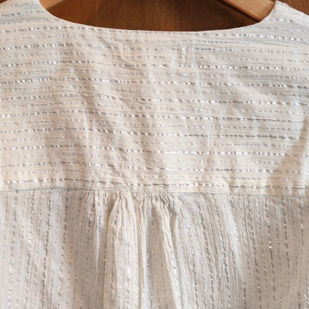 Boden Lurex Smocked Crop Top In Ivory Size 12 - Picture 7 of 10
